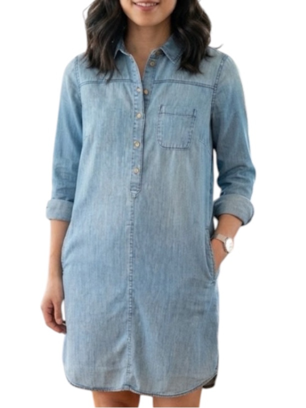 GAP Western Minimalist Y2K Cotton Denim Dress Blue Size XS